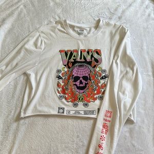 vans white cropped long sleeve size small